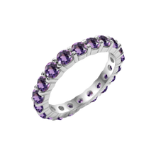 Load image into Gallery viewer, Round Eternity Bands with Diamond or Gemstone Birthstones in 14K White Gold (3.00 mm / .10 ct)
