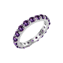 Load image into Gallery viewer, Round Eternity Bands with Diamond or Gemstone Birthstones in 14K White Gold (3.00 mm / .10 ct)
