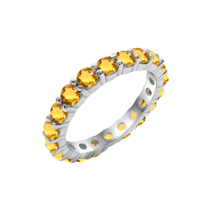 Round Eternity Bands with Diamond or Gemstone Birthstones in 14K White Gold (3.00 mm / .10 ct)