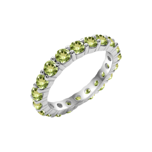 Round Eternity Bands with Diamond or Gemstone Birthstones in 14K White Gold (3.00 mm / .10 ct)