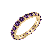 Load image into Gallery viewer, Round Eternity Bands with Diamond or Gemstone Birthstones in 14K Yellow Gold (3.00 mm / .10 ct)
