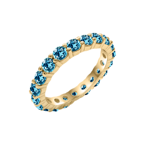 Round Eternity Bands with Diamond or Gemstone Birthstones in 14K Yellow Gold (3.00 mm / .10 ct)