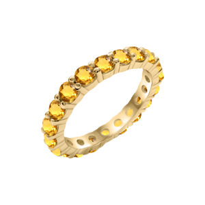 Round Eternity Bands with Diamond or Gemstone Birthstones in 14K Yellow Gold (3.00 mm / .10 ct)