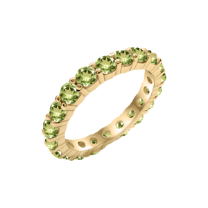 Round Eternity Bands with Diamond or Gemstone Birthstones in 14K Yellow Gold (3.00 mm / .10 ct)