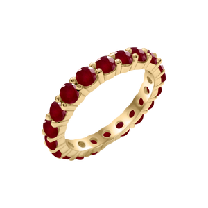 Round Eternity Bands with Diamond or Gemstone Birthstones in 14K Yellow Gold (3.00 mm / .10 ct)