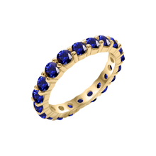 Load image into Gallery viewer, Round Eternity Bands with Diamond or Gemstone Birthstones in 14K Yellow Gold (3.00 mm / .10 ct)
