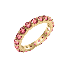 Load image into Gallery viewer, Round Eternity Bands with Diamond or Gemstone Birthstones in 14K Yellow Gold (3.00 mm / .10 ct)
