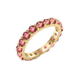 Round Eternity Bands with Diamond or Gemstone Birthstones in 14K Yellow Gold (3.00 mm / .10 ct)