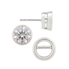 Round Bezel Earrings with Airline with Push Post
