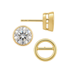 Round Bezel Earrings with Airline with Push Post