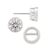Round Bezel Earrings with Airline with Push Post