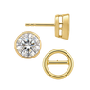 Round Bezel Earrings with Airline with Push Post