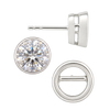 Round Bezel Earrings with Airline with Push Post