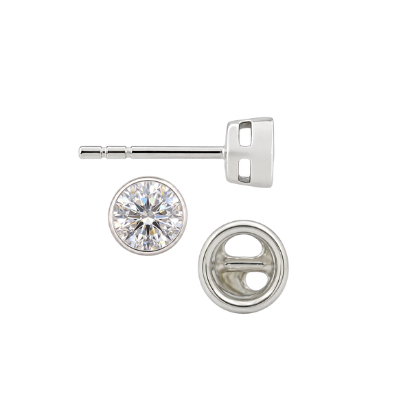 Round Bezel Earrings with Airline with Push Post