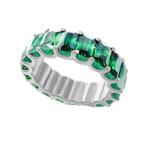 All Around Emerald Shape Green Colored Stone Ring (6.0 x 4.0 mm)