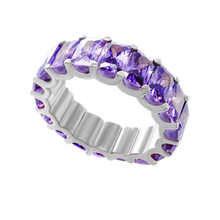 Load image into Gallery viewer, All Around Emerald Shape Purple Colored Stone Ring (6.0 x 4.0 mm)
