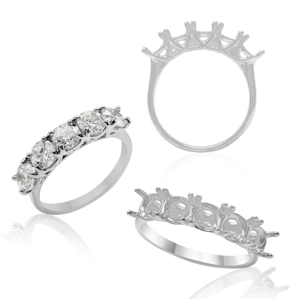 ITI NYC 5 Round Stones Anniversary 4 Prong Lucida Style