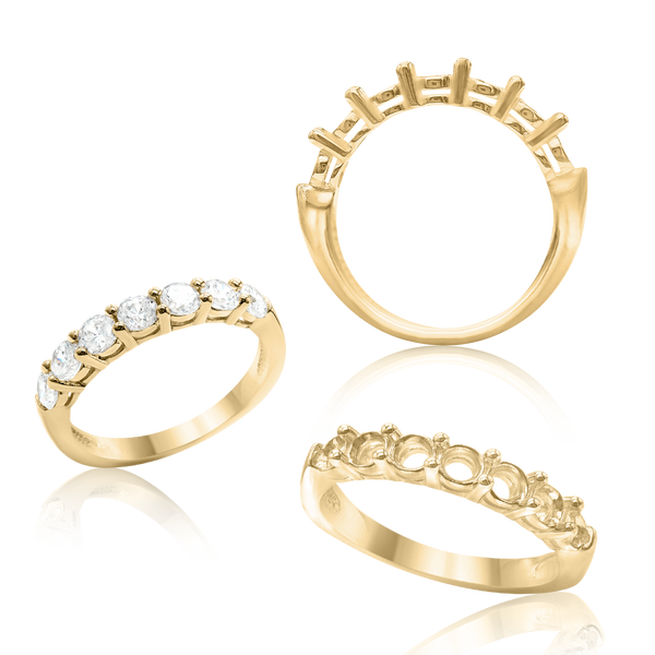 ITI NYC 7 Round Stone Anniversary 4 Prong Share Basket Style