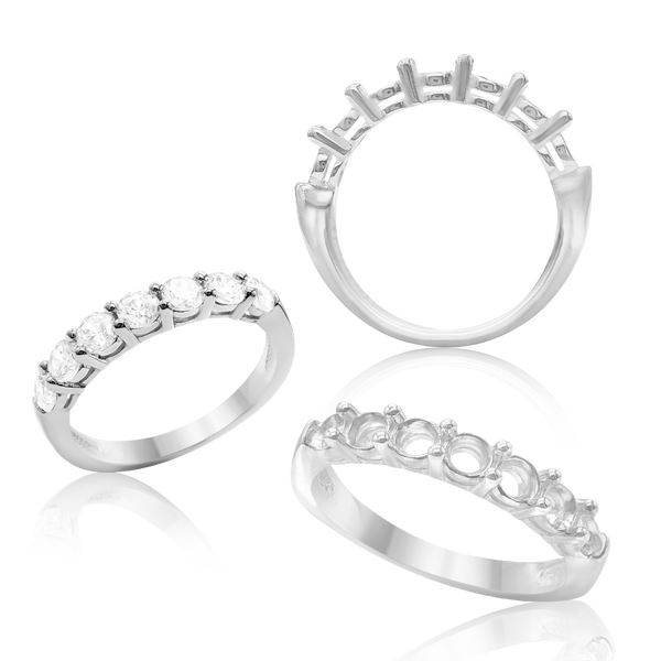 ITI NYC 7 Round Stone Anniversary 4 Prong Share Basket Style