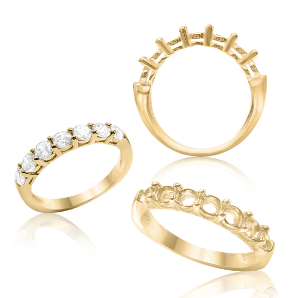 ITI NYC 7 Round Stone Anniversary 4 Prong Share Basket Style