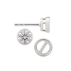 Round Bezel Earrings with Airline with Push Post