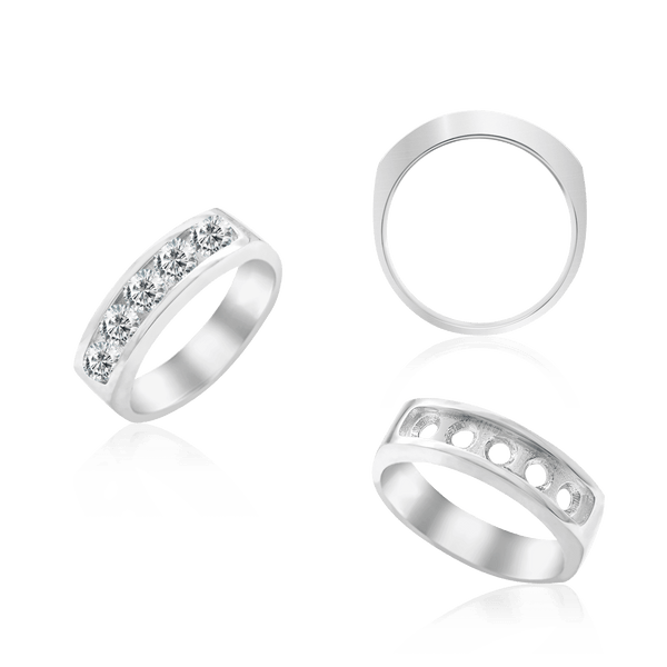 ITI NYC 5 Stone Round Channel Anniversary Band