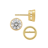 Round Bezel Earrings with Airline with Push Post