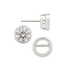 Round Bezel Earrings with Airline with Push Post