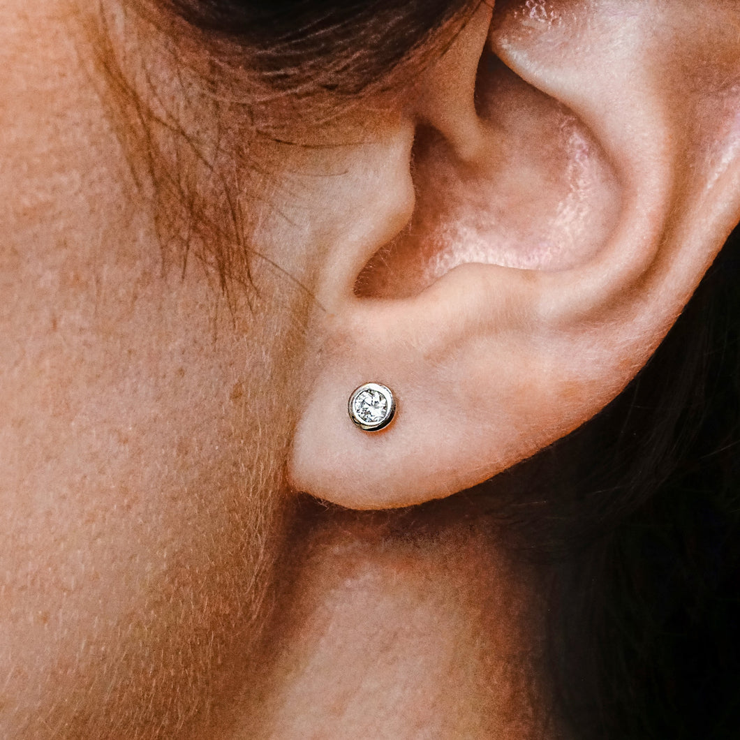 Round Bezel Earrings with CZ