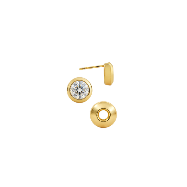 Pre-Seated Round Bezel Earrings with Push Post
