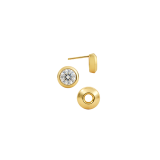 Pre-Seated Round Bezel Earrings with Push Post