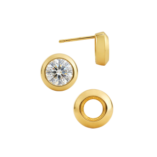 Pre-Seated Round Bezel Earrings with Push Post