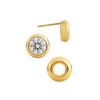 Pre-Seated Round Bezel Earrings with Push Post