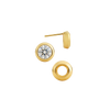 Pre-Seated Round Bezel Earrings with Push Post