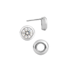 Pre-Seated Round Bezel Earrings with Push Post