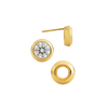 Pre-Seated Round Bezel Earrings with Push Post