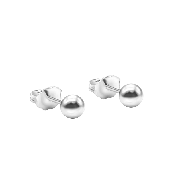 The 5th Avenue Ball Earrings with Back in Sterling Silver