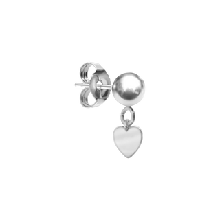 Heavy Heart Ball Earrings in 14K Gold