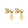 Heavy Heart Ball Earrings in 14K Gold