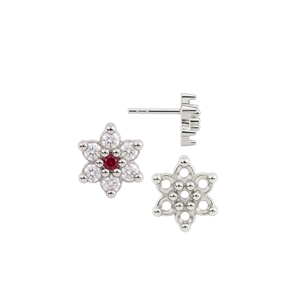 Round Seven Stone Cluster Earrings with Push Post