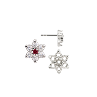 Round Seven Stone Cluster Earrings with Push Post