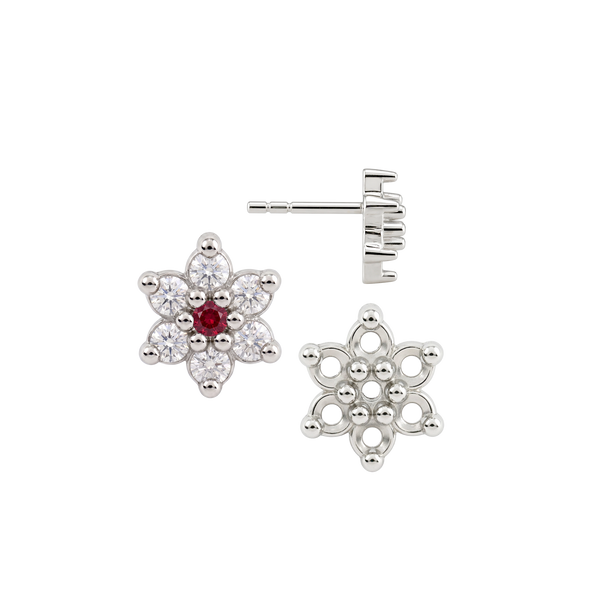 Round Seven Stone Cluster Earrings with Push Post