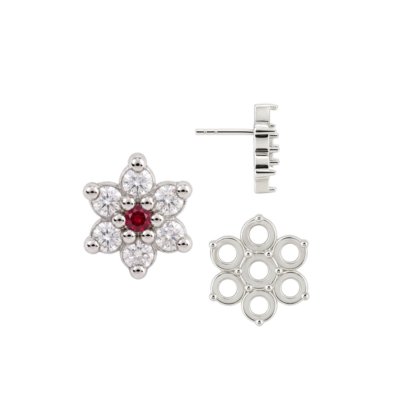 Round Seven Stone Cluster Earrings with Push Post