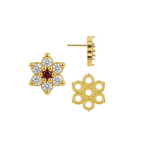 Round Seven Stone Cluster Earrings with Push Post
