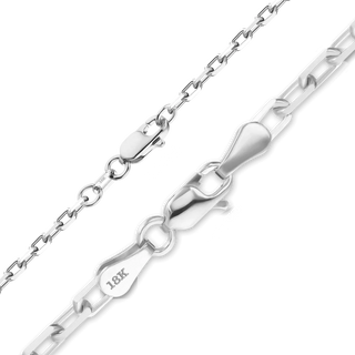 Essex St. Elongated Cable Anklet in 18K White Gold