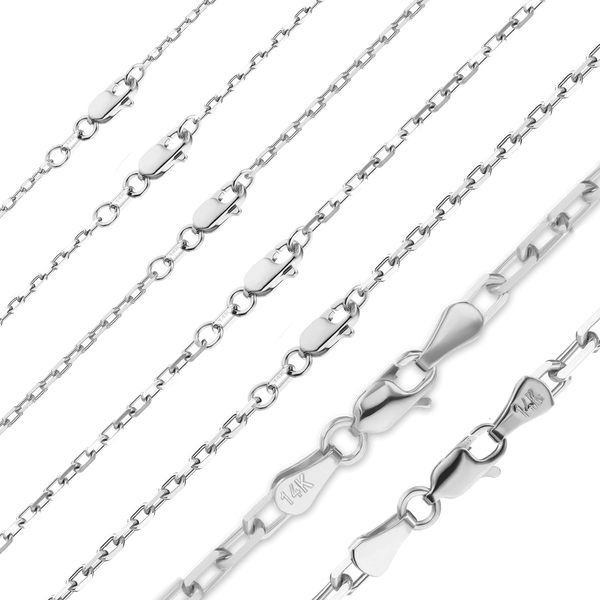 Essex St. Elongated Cable Necklace in 14K White Gold