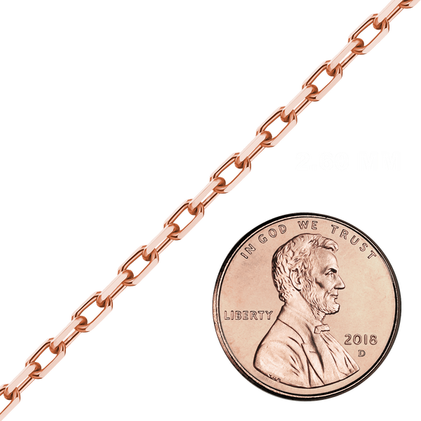 Bulk / Spooled Elongated Diamond Cut Cable Chain in 14K Rose Gold (1.00 mm - 2.60 mm)