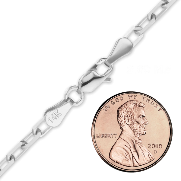 Essex St. Elongated Cable Necklace in 14K White Gold
