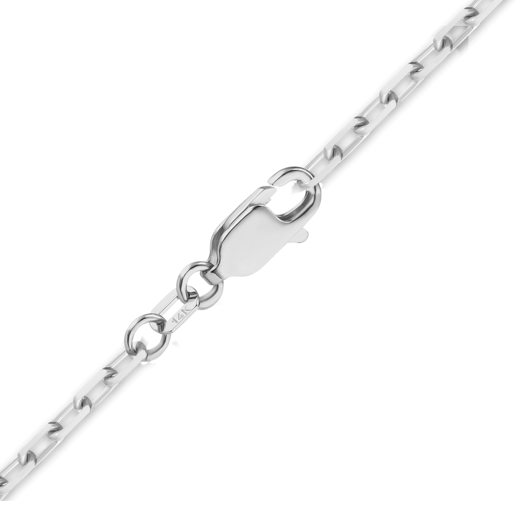 Essex St. Elongated Cable Anklet in 18K White Gold