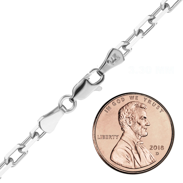 Essex St. Elongated Cable Anklet in 14K White Gold